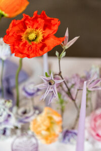 Easter table decoration poppy flowers