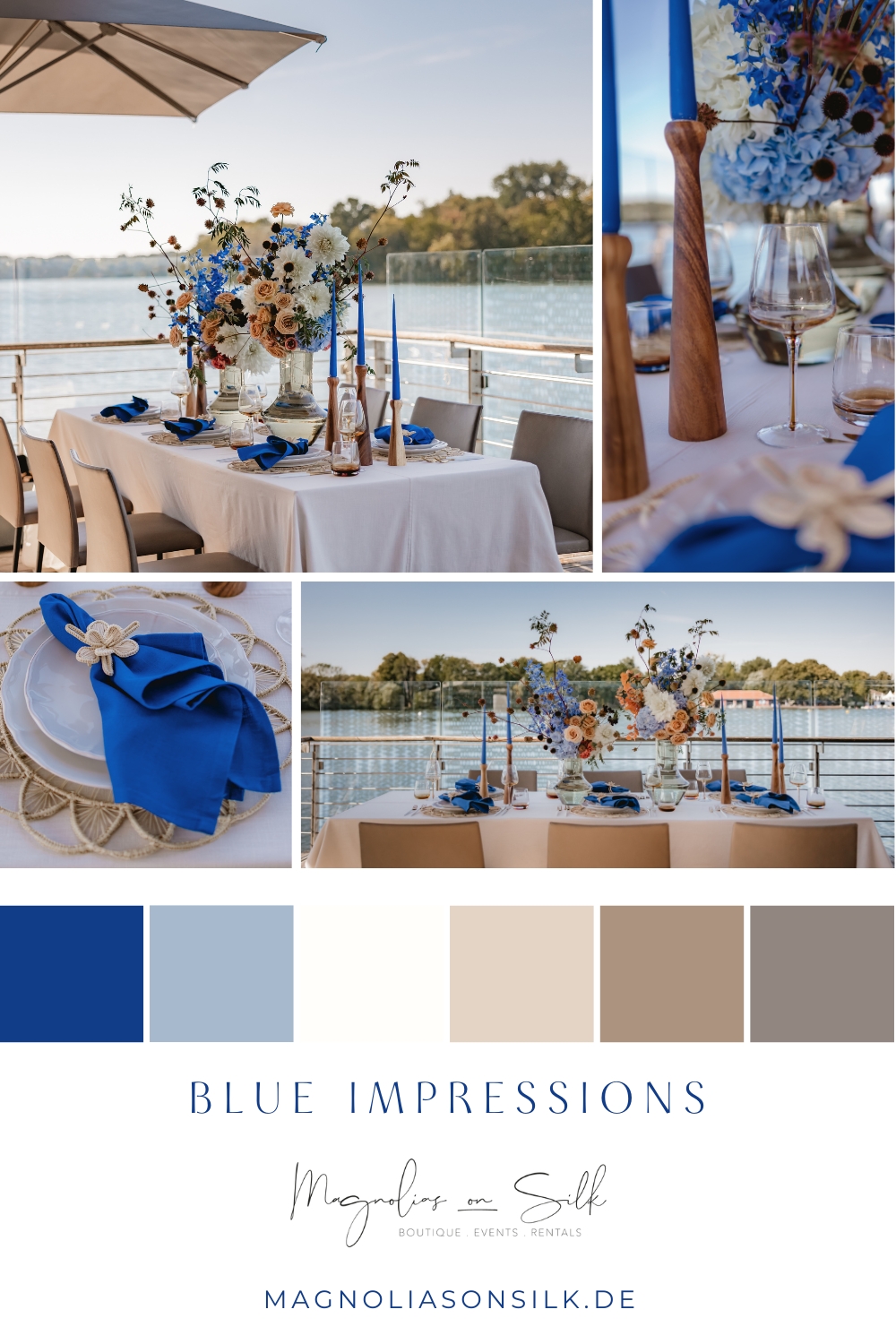 Colour palette cobalt blue at the lake table of the month October