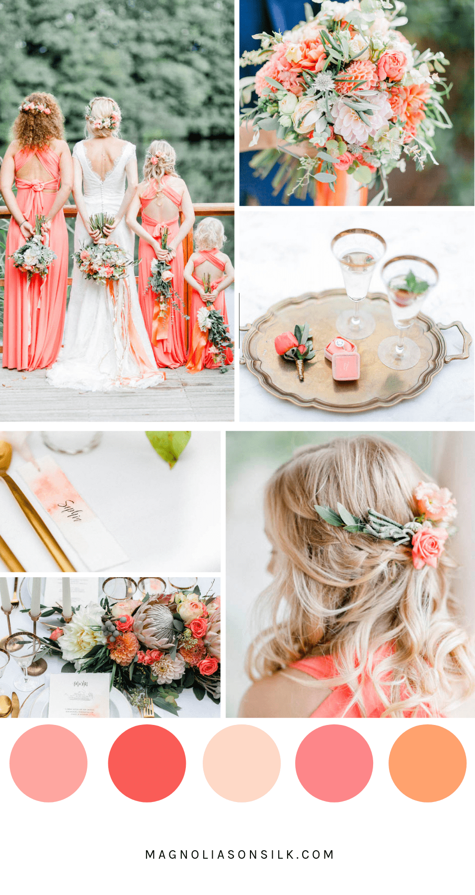 coral wedding scheme, coral wedding color, pantone color 2019