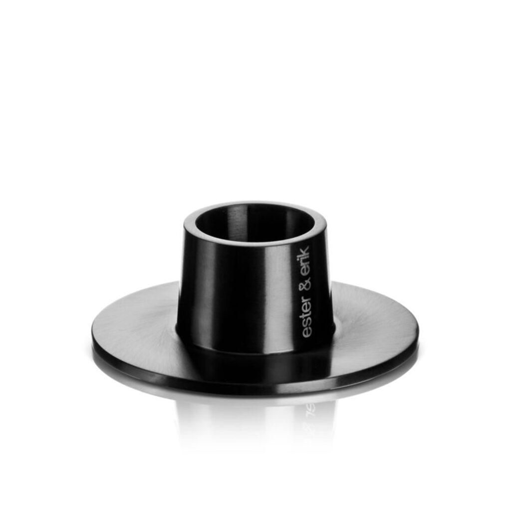 Kerzenständer aus schwarz mattem Metall in mittlerer Größe, geeignet für Ester & Erik Kerzen