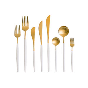 Cutlery WHITE-GOLD - MOON collection for hire