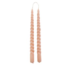 Rustiklys Swirl taper candle pink
