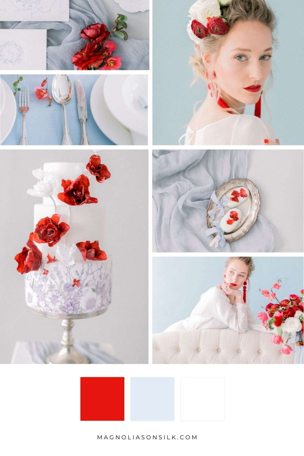 farbkonzept hochzeit sommer eisblau rot