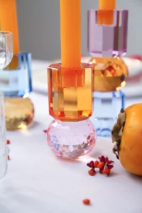 Crystal candle holder in bright colours