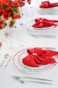 magnolias on silk table of the month june poppy strawberry red white table inspiration 137
