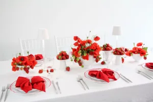 magnolias on silk table of the month june poppy strawberry red white table inspiration 177